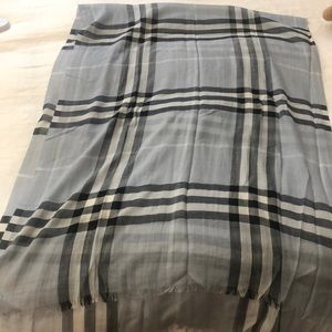 Lightweight Check Wool Silk Scarf